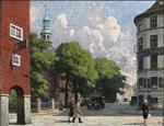 Paul Gustave Fischer  - Bilder Gemälde - Sommer day at Åbenrå and Reformert Kirke Copenhagen