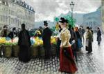 Paul Gustave Fischer  - Bilder Gemälde - Street life in Højbro Plads Copenhagen