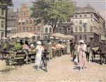 Paul Gustave Fischer  - Bilder Gemälde - The Flower Market at Højbro Plads Copenhagen