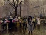 Paul Gustave Fischer  - Bilder Gemälde - The Flower Market, Copenhagen