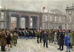 Paul Gustave Fischer  - Bilder Gemälde - The Kings Guards in Amalienborg Square Copenhagen