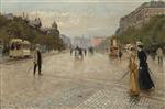 Paul Gustave Fischer  - Bilder Gemälde - The Passage of Vesterbro with a view of the Frihedsstotten, Copenhagen