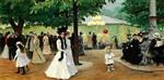 Paul Gustave Fischer  - Bilder Gemälde - The red balloon, Summer evening in Tivoli Copenhagen