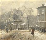 Paul Gustave Fischer  - Bilder Gemälde - Vinterdag, Foran Kongens have ved porten på hjørnet af Gothersgade