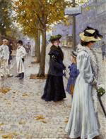 Paul Gustave Fischer  - Bilder Gemälde - Waiting for the Tram