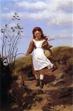 John George Brown - Bilder Gemälde - A Breezy Morning