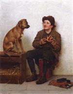 John George Brown - Bilder Gemälde - A Taste for Pie