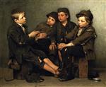 John George Brown - Bilder Gemälde - A Tough Story