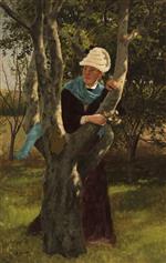 John George Brown - Bilder Gemälde - Among the Trees