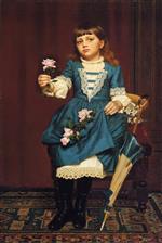 John George Brown  - Bilder Gemälde - Daisy McComb Holding a Pink Rose