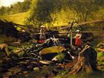 John George Brown  - Bilder Gemälde - Fishing - Fort Lee, New Jersey