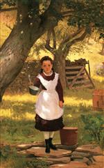 John George Brown  - Bilder Gemälde - Girl with a Dipper