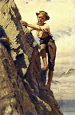 John George Brown  - Bilder Gemälde - Great Risk for Small Gains
