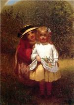 John George Brown  - Bilder Gemälde - Learning to Curtsey