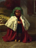 John George Brown  - Bilder Gemälde - Little Girl with Ermine Coat