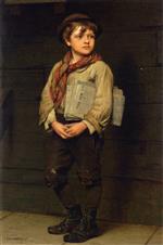 John George Brown  - Bilder Gemälde - News Boy