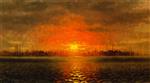 John George Brown  - Bilder Gemälde - Sunset, New York Harbor