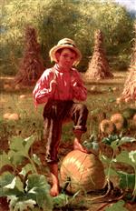 John George Brown  - Bilder Gemälde - That's Me Pumpkin
