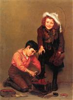 John George Brown  - Bilder Gemälde - The Bootblack