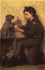 John George Brown  - Bilder Gemälde - The Lesson