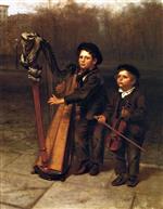 John George Brown  - Bilder Gemälde - The Little Strollers