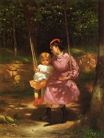 John George Brown  - Bilder Gemälde - The Swing