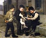 John George Brown  - Bilder Gemälde - The Wounded Playfellow