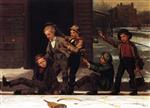 John George Brown  - Bilder Gemälde - Winter Sports in the Gutter