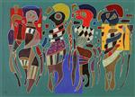 Wassily Kandinsky - Bilder Gemälde - 4 Figures on 3 Squares