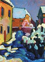 Wassily Kandinsky  - Bilder Gemälde - Kochel - Graveyard and Rectory