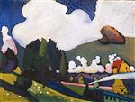 Wassily Kandinsky  - Bilder Gemälde - Landscape near Murnau with Locomotive
