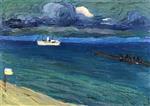 Wassily Kandinsky  - Bilder Gemälde - Rapallo, Seascape with Steamer