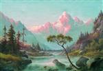 Lev Feliksovich Lagorio - Bilder Gemälde - A Mountain Landscape-3