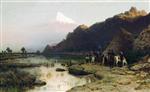 Lev Feliksovich Lagorio - Bilder Gemälde - A Mountain Landscape-4