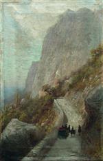 Lev Feliksovich Lagorio - Bilder Gemälde - A Mountain Landscape