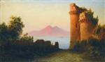 Lev Feliksovich Lagorio - Bilder Gemälde - An Old Fortress Overlooking Vesuvius