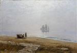 Lev Feliksovich Lagorio - Bilder Gemälde - Coastal Scene with a Passing Ship