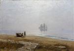 Lev Feliksovich Lagorio  - paintings - Coastal Scene with a Passing Ship