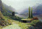 Lev Feliksovich Lagorio  - Bilder Gemälde - Gorge in the Caucasus Mountains