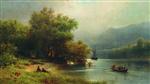 Lev Feliksovich Lagorio  - Bilder Gemälde - Landscape with Fishermen