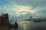 Lev Feliksovich Lagorio  - Bilder Gemälde - Moonlit Night on the Neva River