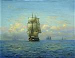 Lev Feliksovich Lagorio  - Bilder Gemälde - Seascape with Ships