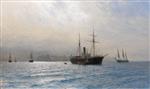 Lev Feliksovich Lagorio  - Bilder Gemälde - Ships on a Calm Sea