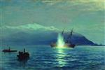 Lev Feliksovich Lagorio  - Bilder Gemälde - The Sinking of a Turkish Ship