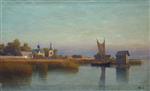 Lev Feliksovich Lagorio  - Bilder Gemälde - View of a Town from a River