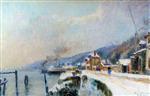Albert Lebourg - Bilder Gemälde - A Wharf on the Seine at Dieppedalle