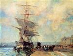 Albert Lebourg  - Bilder Gemälde - Norwegian Vessel in the Port of Rouen
