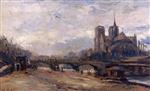Albert Lebourg  - Bilder Gemälde - Notre Dame de Paris and the Port de l'Archedêché from the Quai de la tournelle
