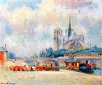 Albert Lebourg  - Bilder Gemälde - Paris, Notre-Dame and Quai de Seine