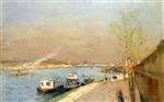 Albert Lebourg  - Bilder Gemälde - Quay on the Seine, Spring Morning